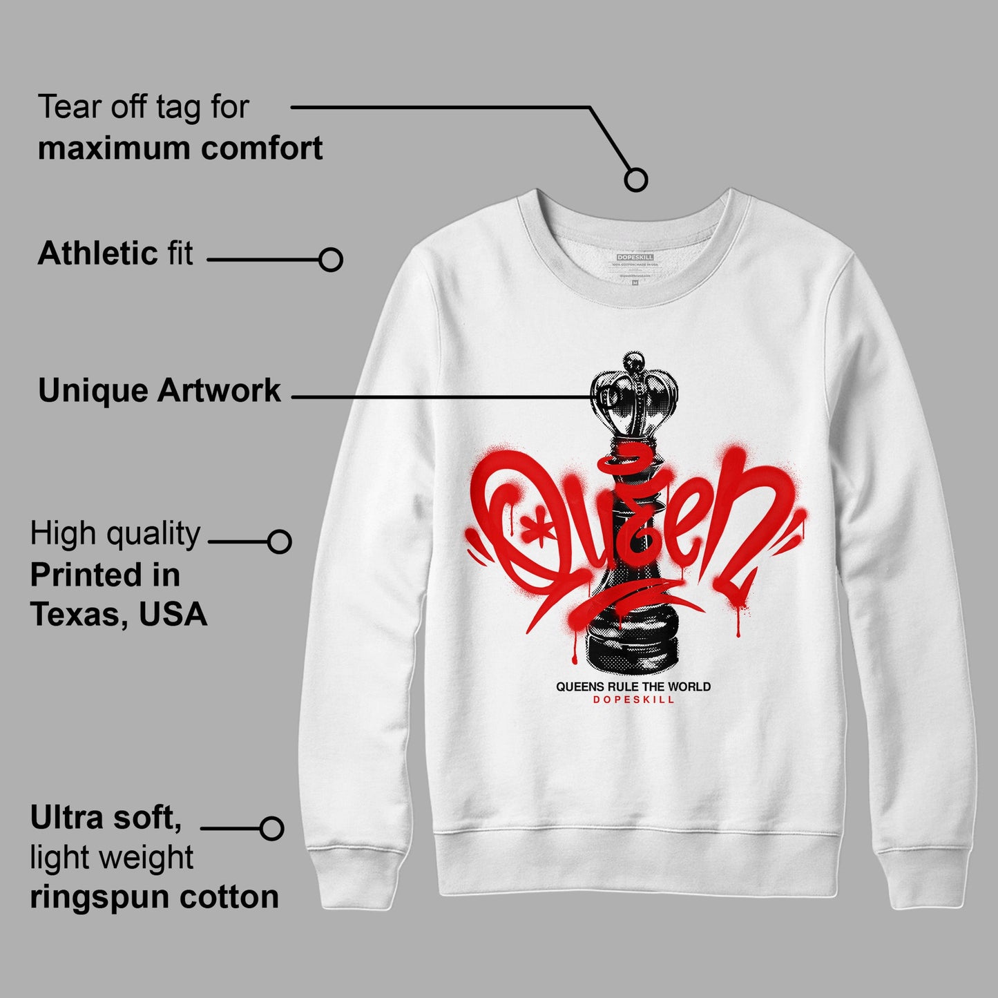 Red Cement 4S DopeSkill Sweatshirt Queen Chess Graphic