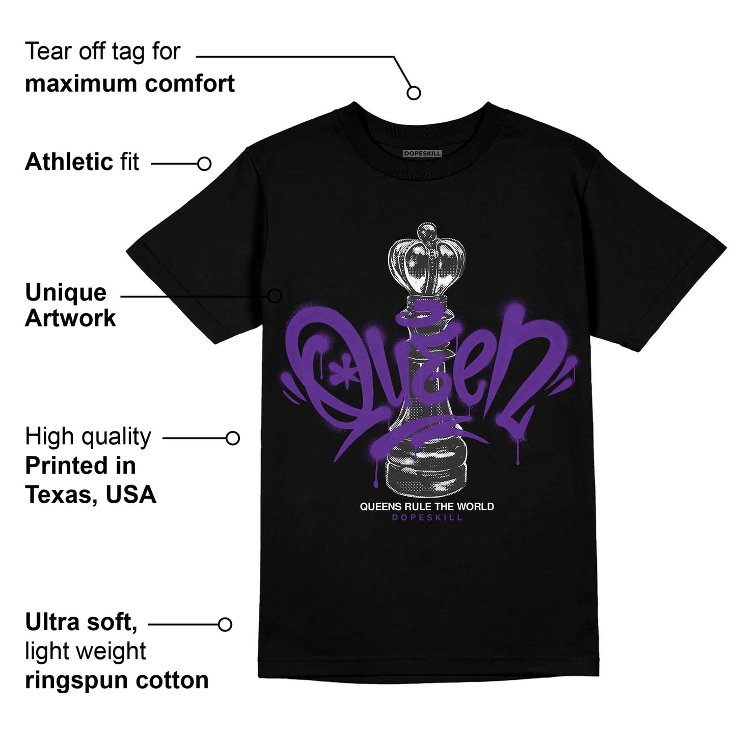 Court Purple 13s DopeSkill T-Shirt Queen Chess Graphic