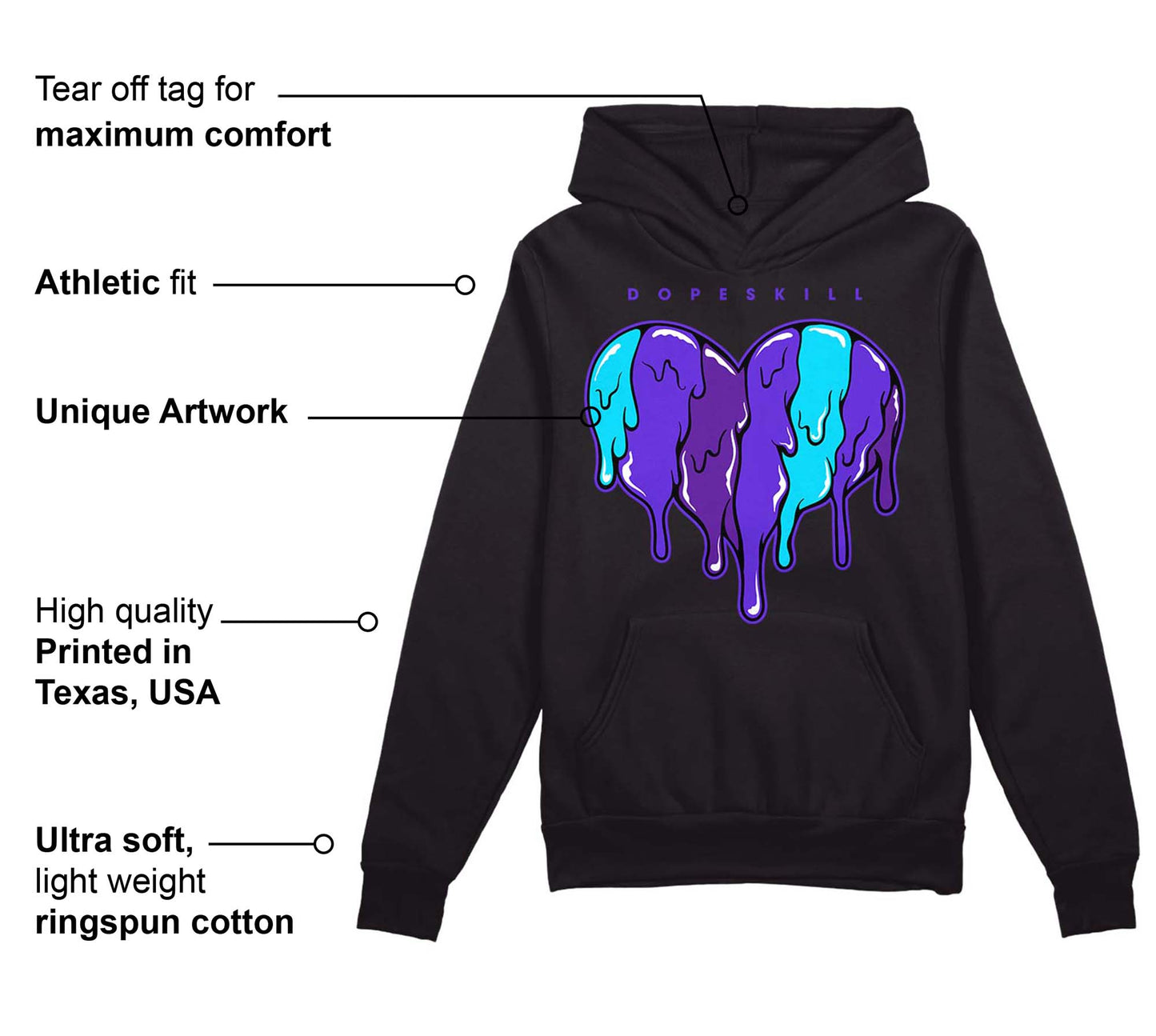 Aqua 6s DopeSkill Hoodie Sweatshirt Slime Drip Heart Graphic