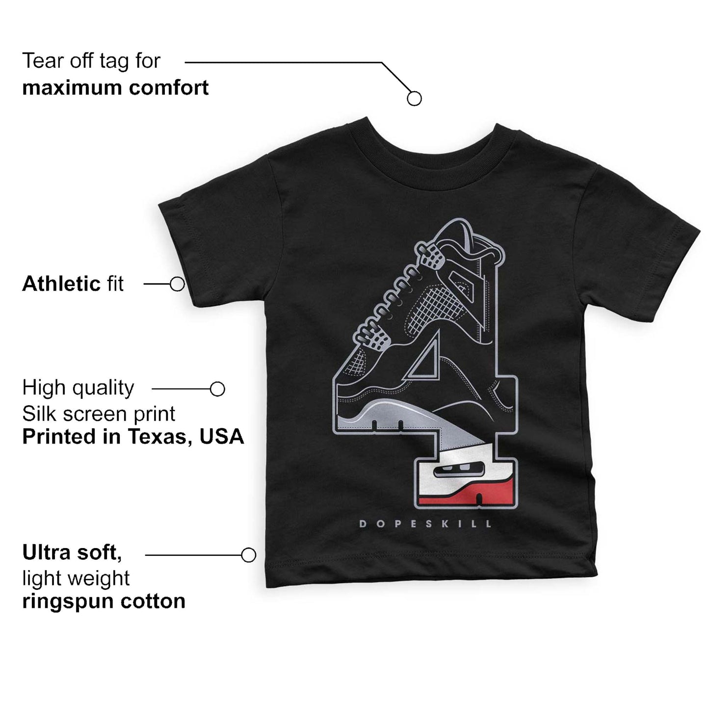 Bred Reimagined 4s DopeSkill Toddler Kids T-shirt No.4 Graphic