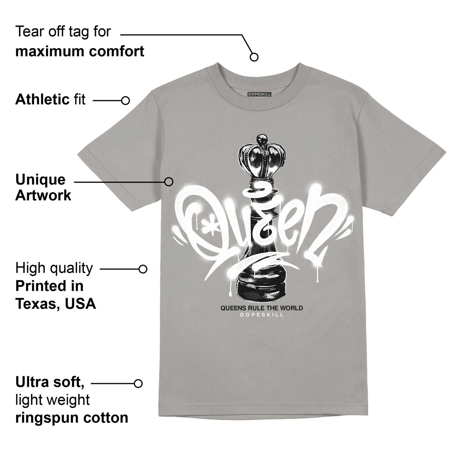 Grey Collection DopeSkill Grey T-shirt Queen Chess Graphic