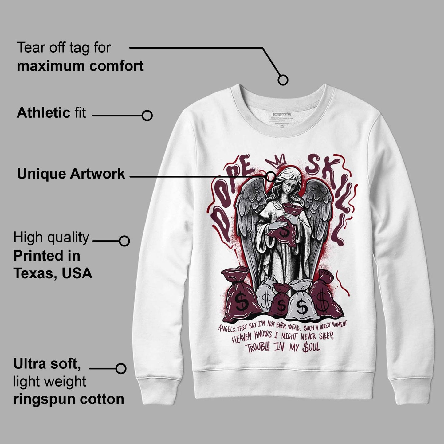 Burgundy 5s DopeSkill Sweatshirt Angels Graphic