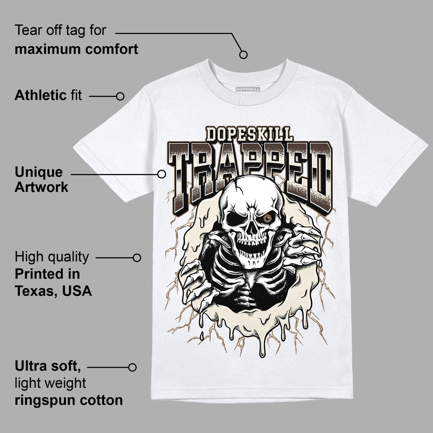 AJ 1 Low OG ‚ÄúReverse Mocha‚Äù DopeSkill T-Shirt Trapped Halloween Graphic