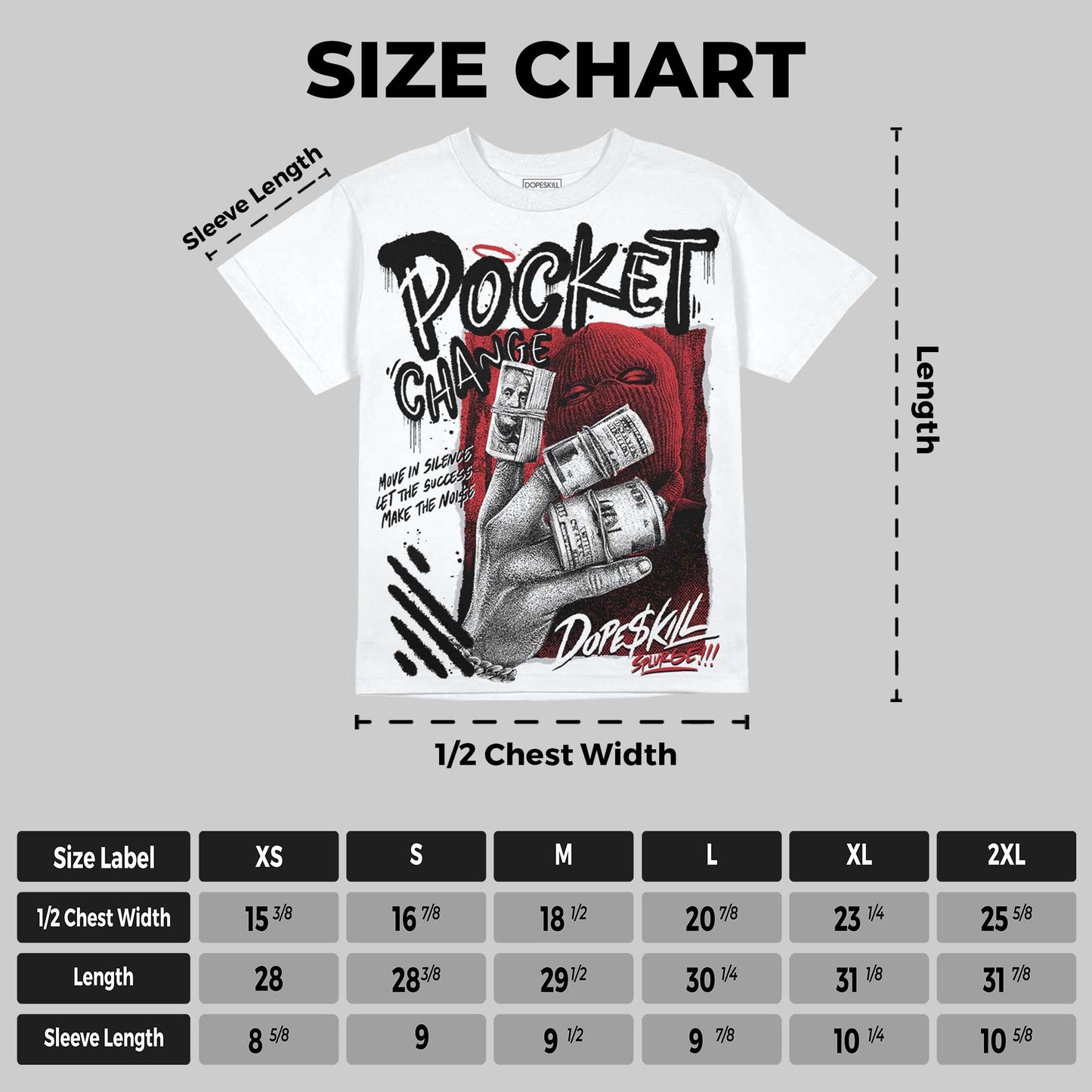 Bred 11s DopeSkill Oversize Print T-Shirt Pocket Change Graphic