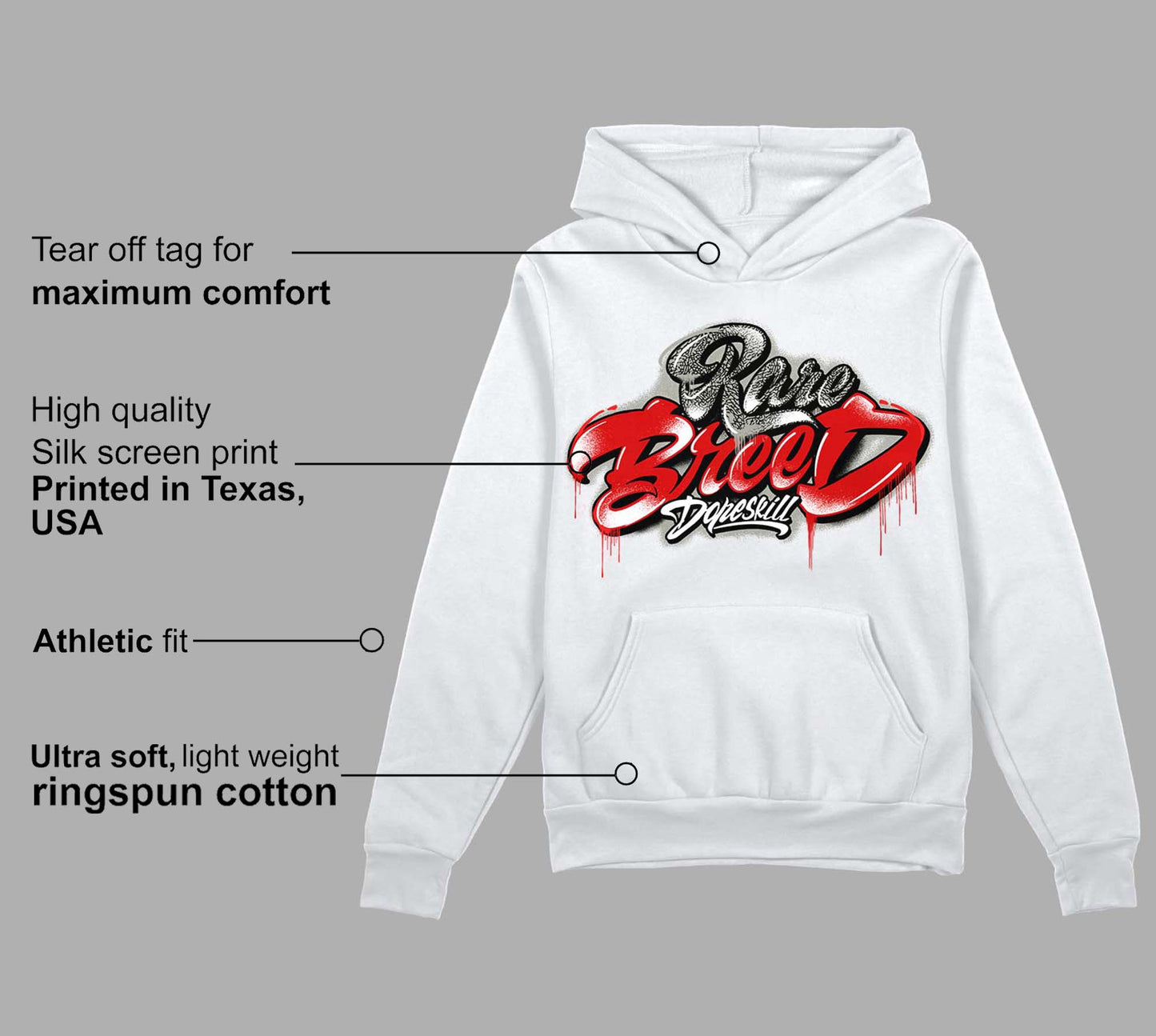 Fire Red 3s DopeSkill Hoodie Sweatshirt Rare Breed Type Graphic
