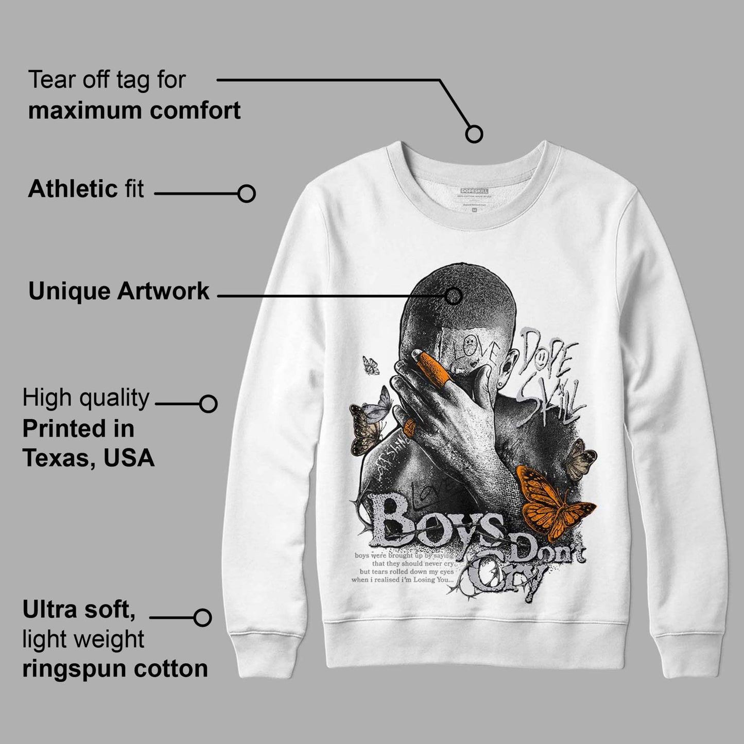 Grey Collection DopeSkill Sweatshirt Boys Don't Cry Graphic