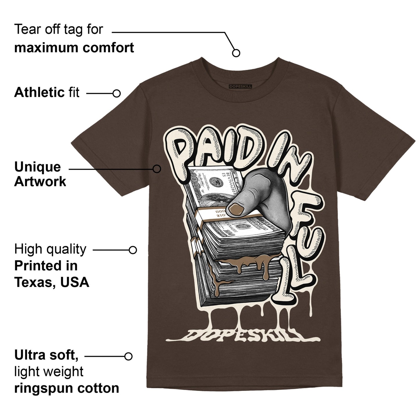 AJ 1 Low OG ‚ÄúReverse Mocha‚Äù DopeSkill Ridgerock T-shirt Paid In Full Graphic