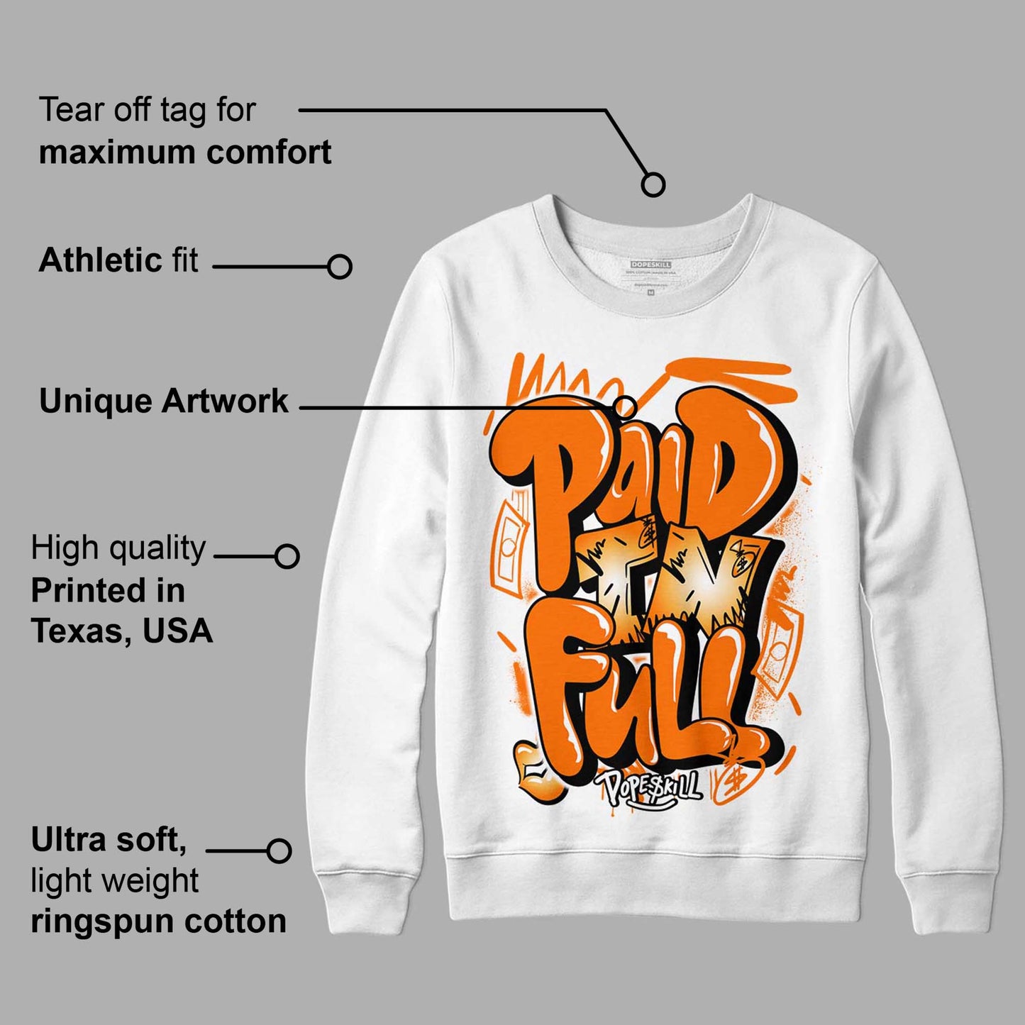Dunk Low Magma Orange DopeSkill Sweatshirt New Paid In Full Graphic