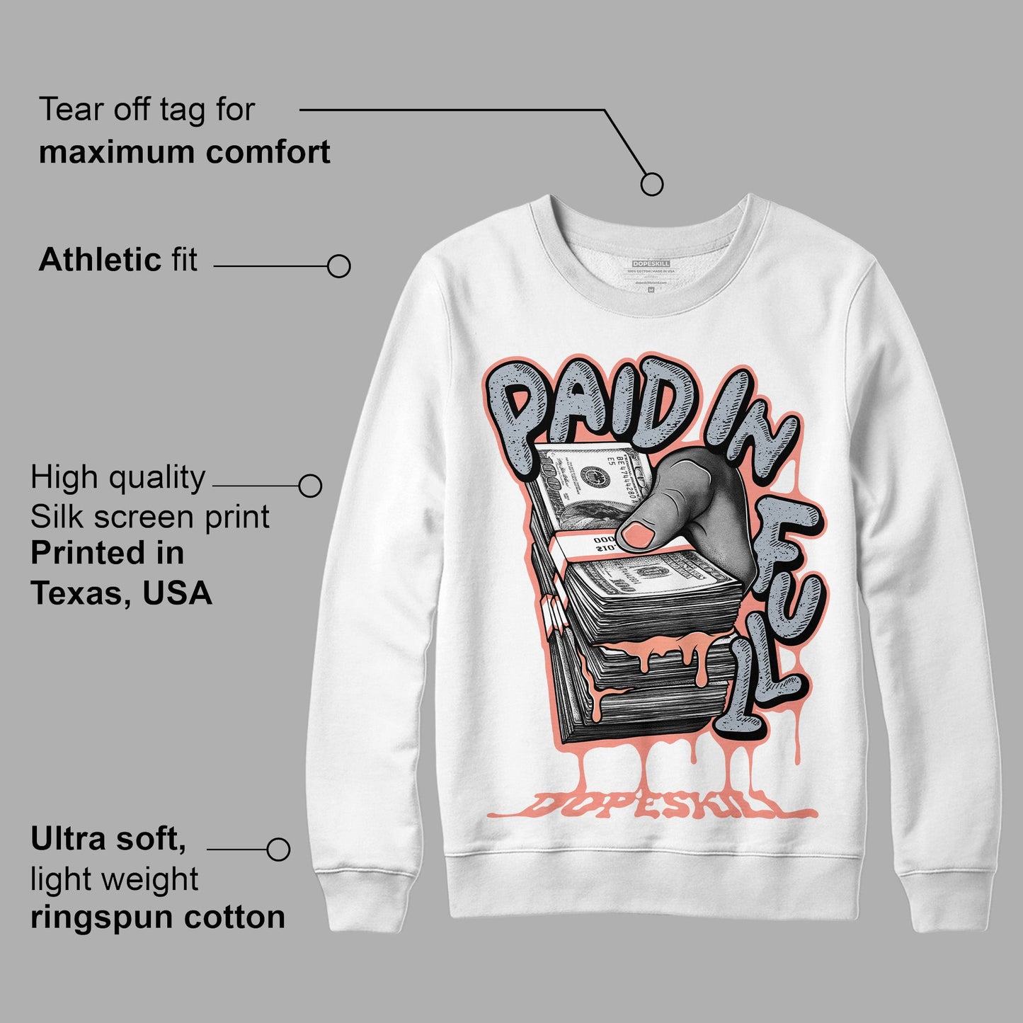 Crimson Bliss 5s DopeSkill Sweatshirt Paid In Full Graphic