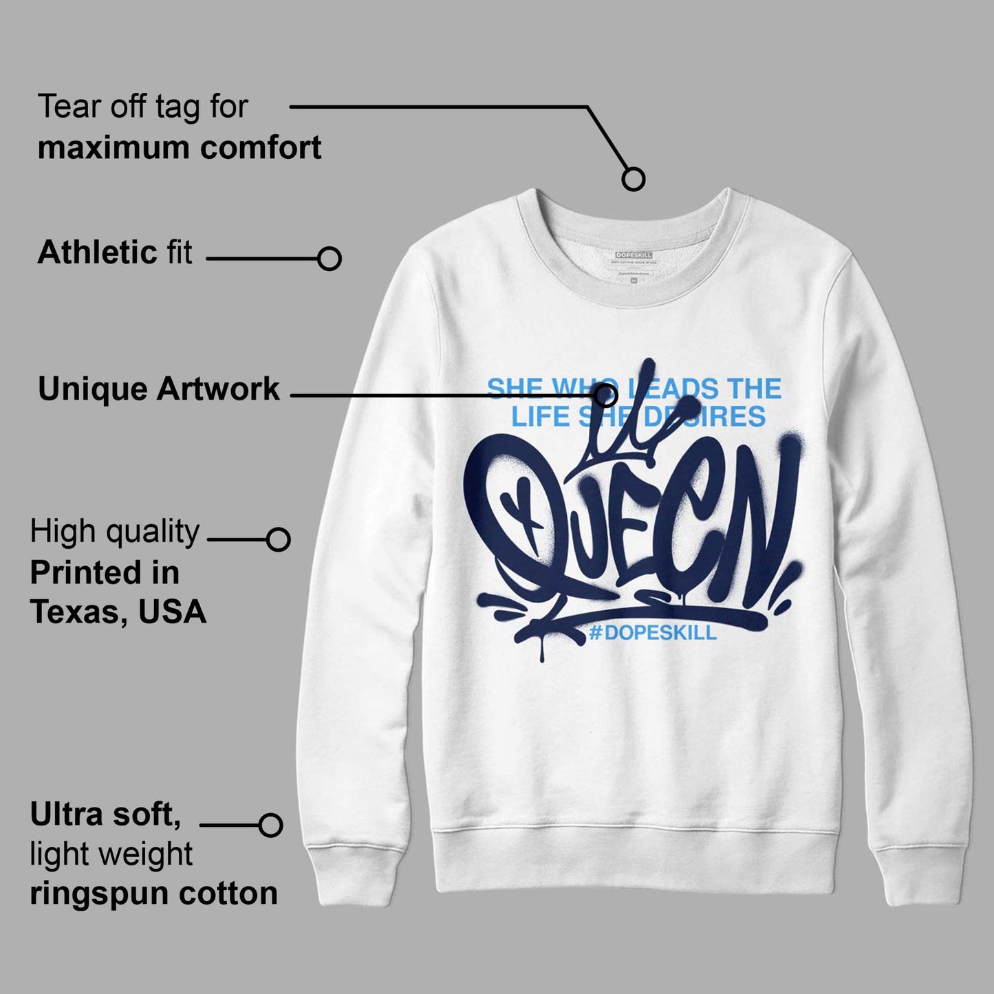 Midnight Navy 3s DopeSkill Sweatshirt Queen Graphic