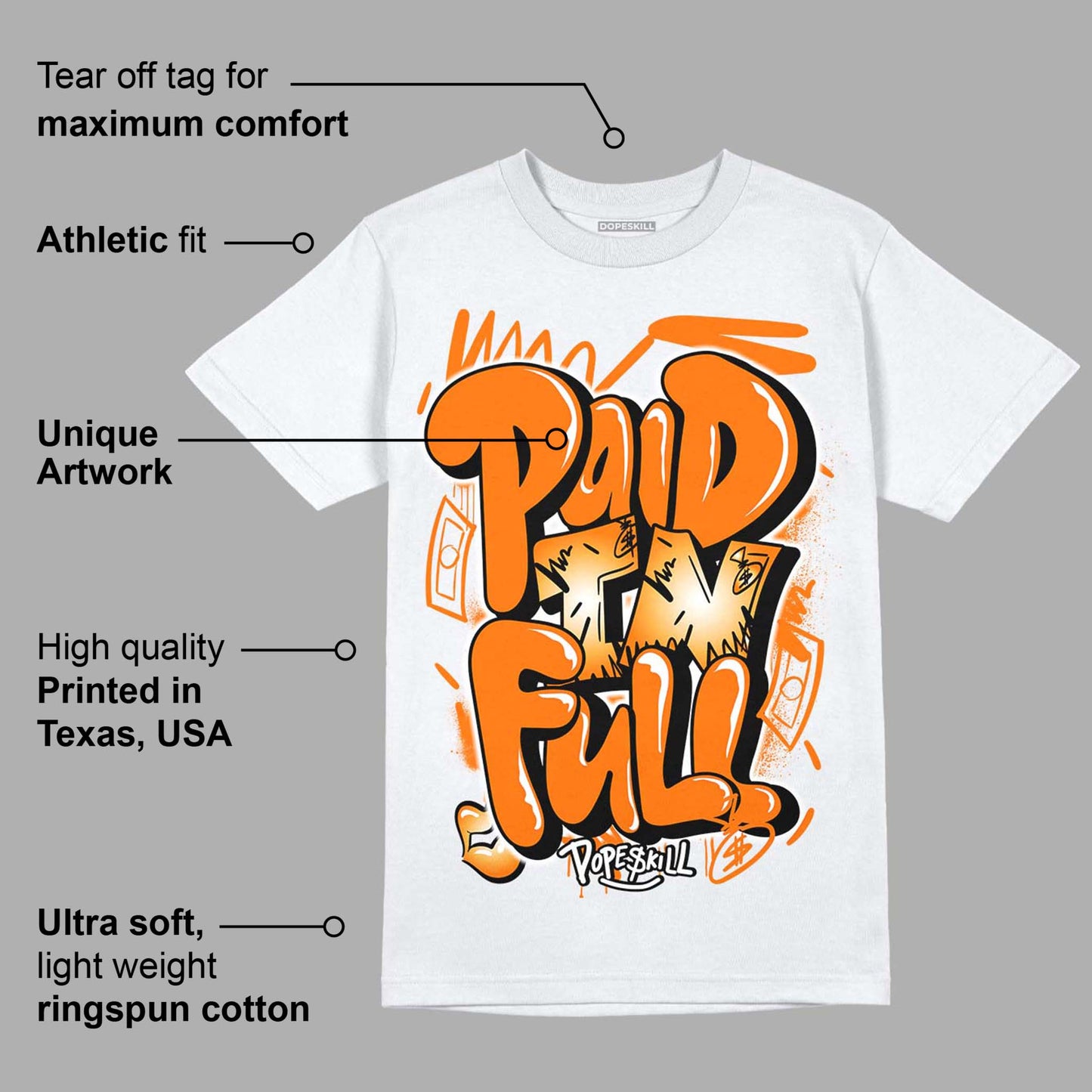 Dunk Low Magma Orange DopeSkill T-Shirt New Paid In Full Graphic