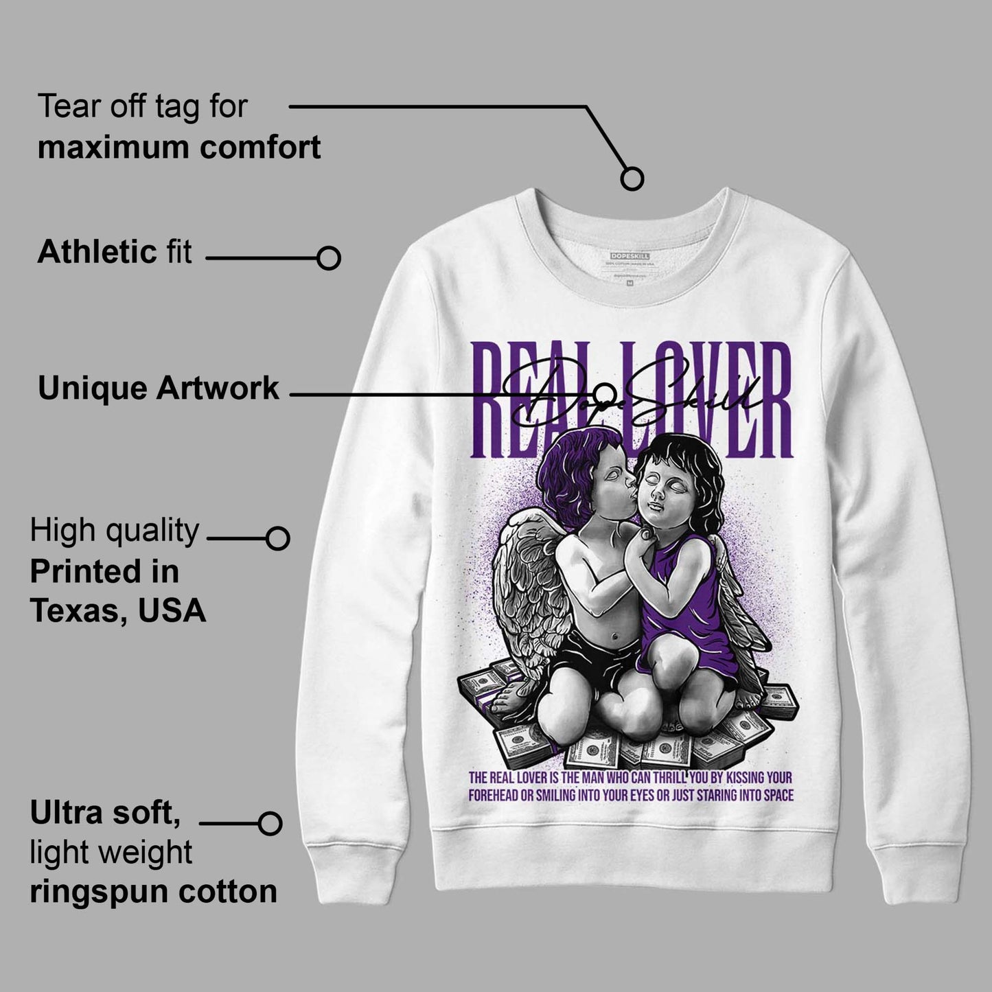 Field Purple 12s DopeSkill Sweatshirt Real Lover Graphic