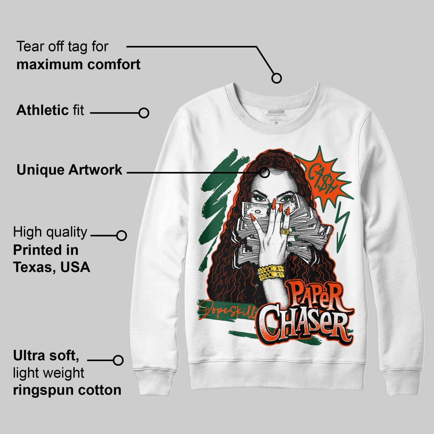Dunk Low Team Dark Green Orange DopeSkill Sweatshirt NPC Graphic