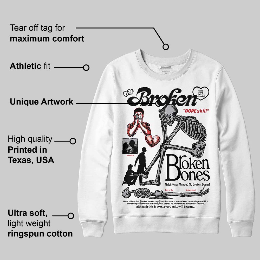White Cement 4s DopeSkill Sweatshirt Broken Bones Graphic
