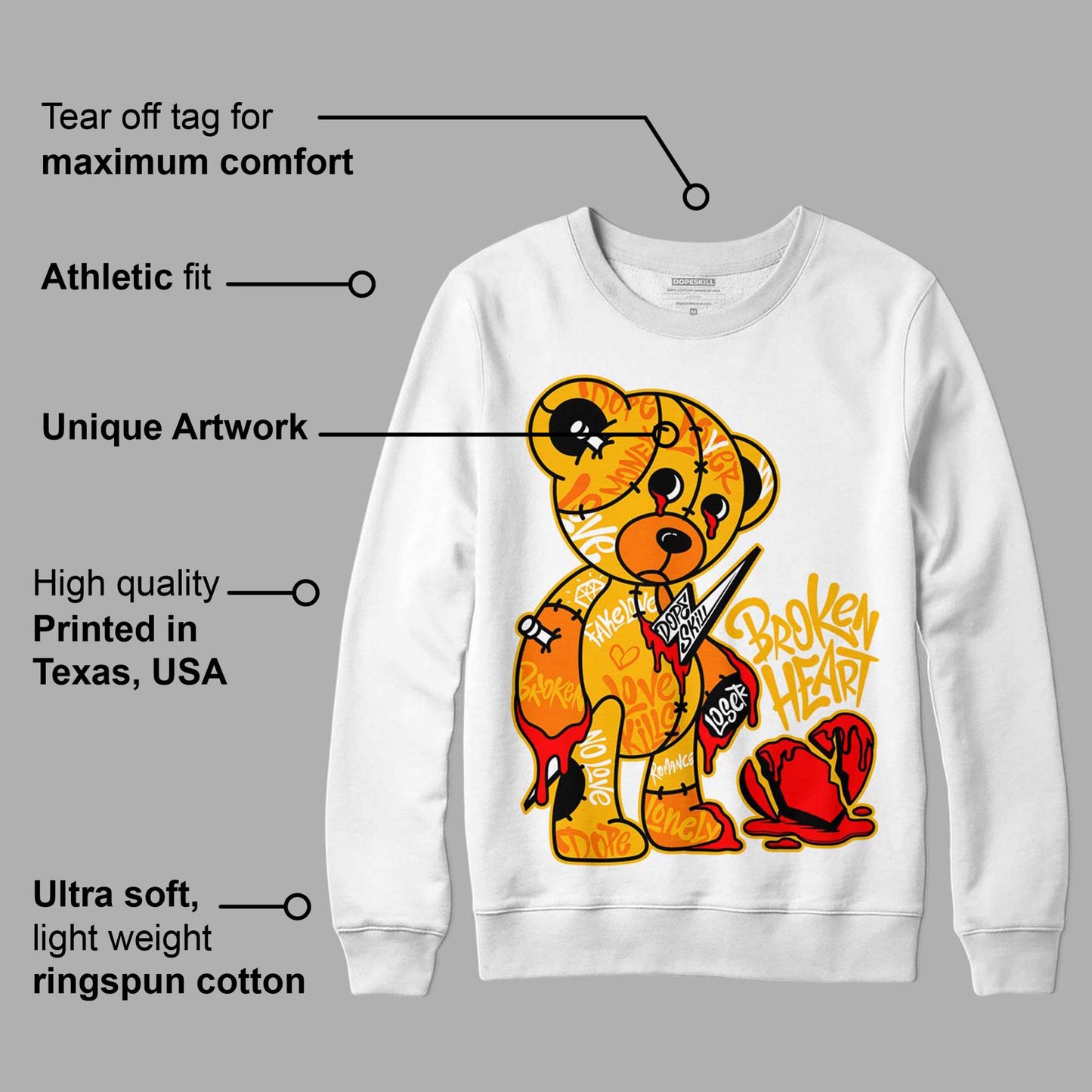 AJ 13 Del Sol DopeSkill Sweatshirt Broken Heart Graphic