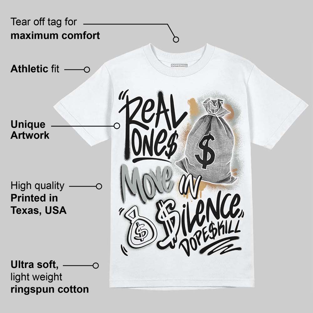 1906R ‚ÄòWhite Gold‚Äô DopeSkill T-Shirt Real Ones Move In Silence Graphic
