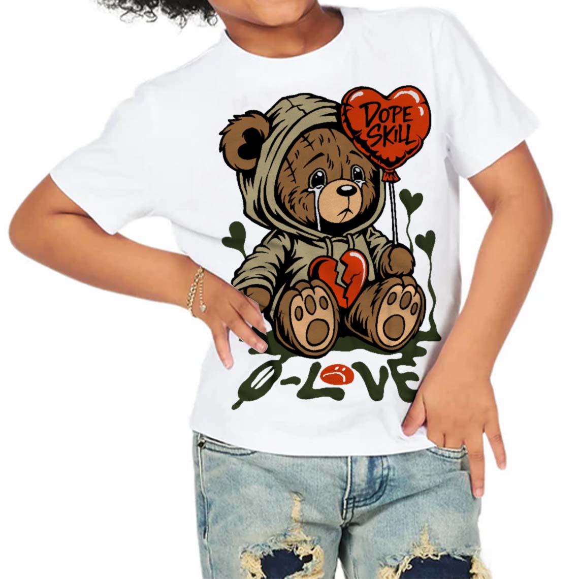 Olive Collection DopeSkill Toddler Kids T-shirt Broken Bear Graphic