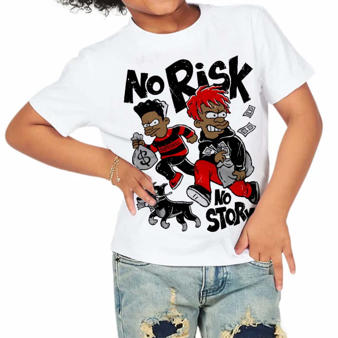 Panda White Black Dunk DopeSkill Toddler Kids T-shirt No Risk No Story Graphic