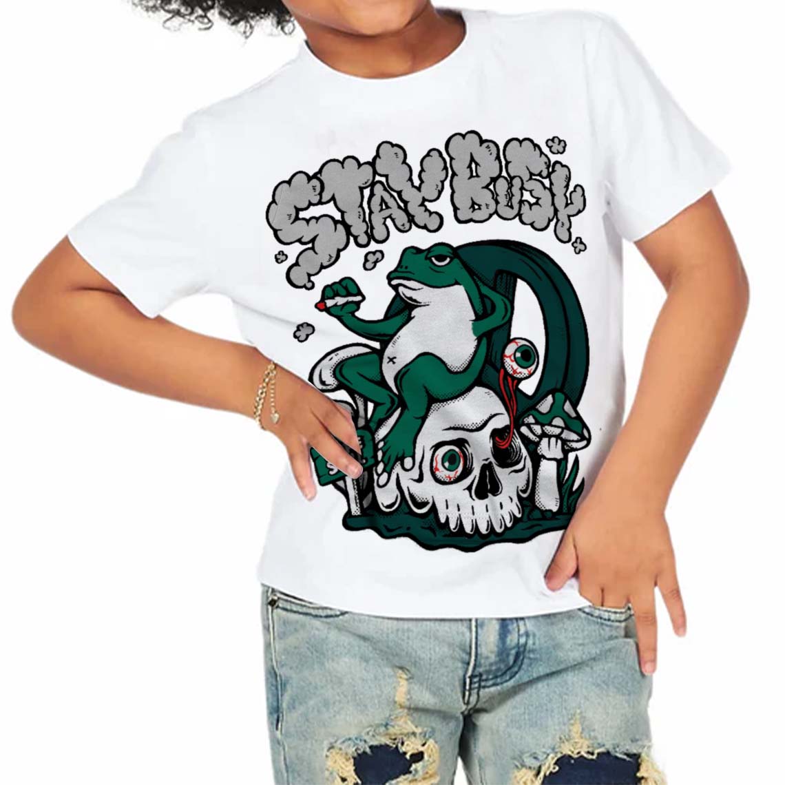 Oxidized Green 4s DopeSkill Toddler Kids T-shirt Stay Busy Graphic