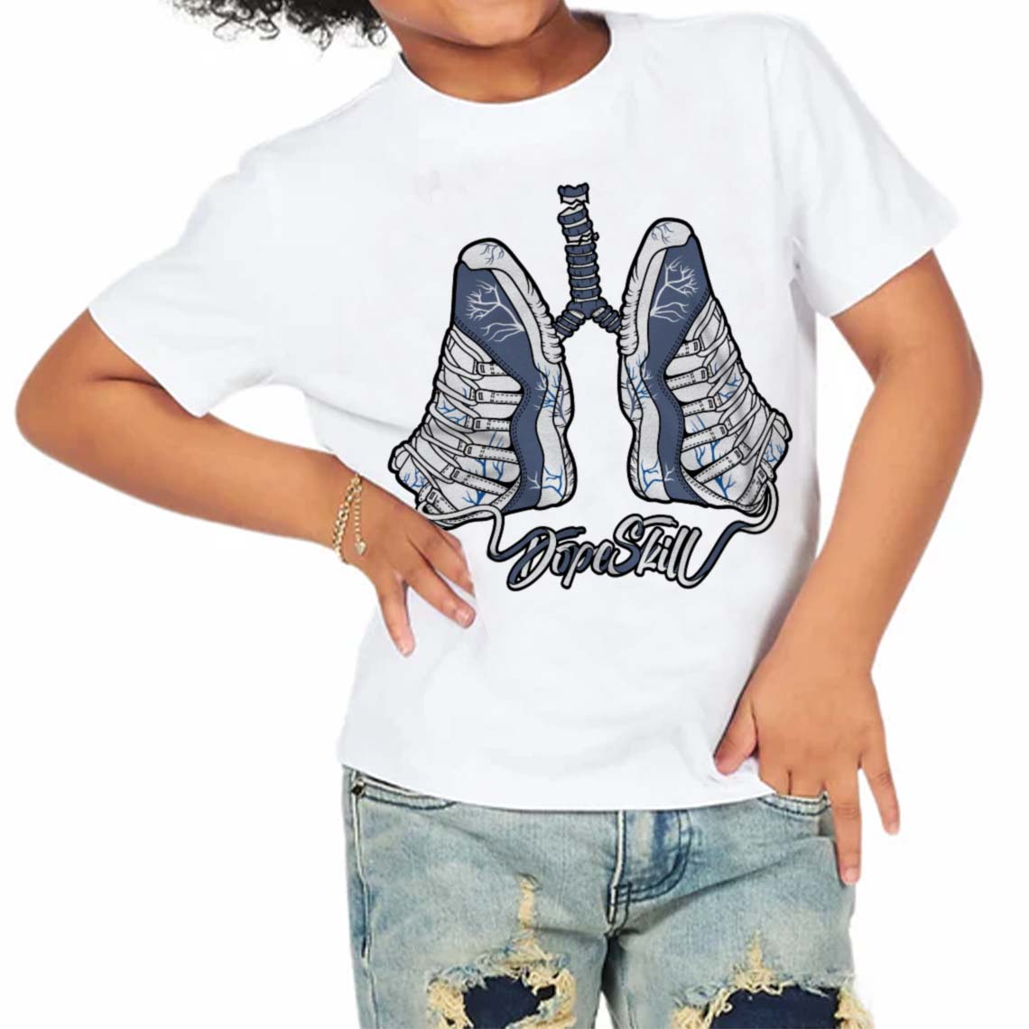 Diffused Blue 11s DopeSkill Toddler Kids T-shirt Breathe Graphic