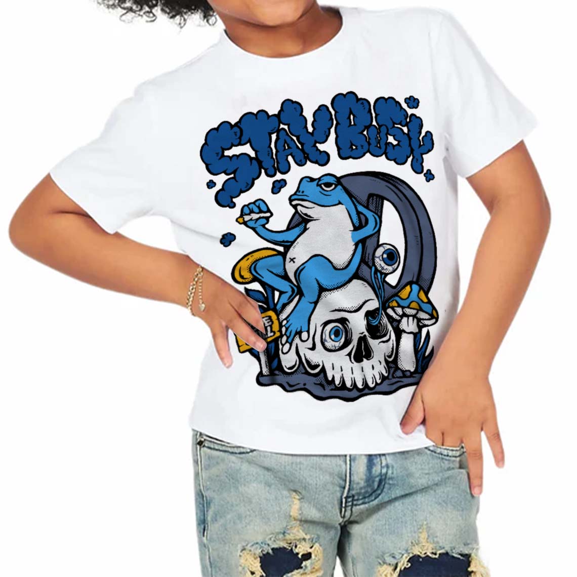 Diffused Blue 11s DopeSkill Toddler Kids T-shirt Stay Busy Graphic