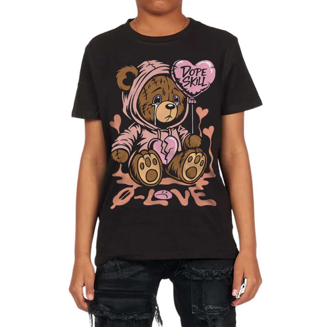 Legend Pink 11s DopeSkill Toddler Kids T-shirt Broken Bear Graphic