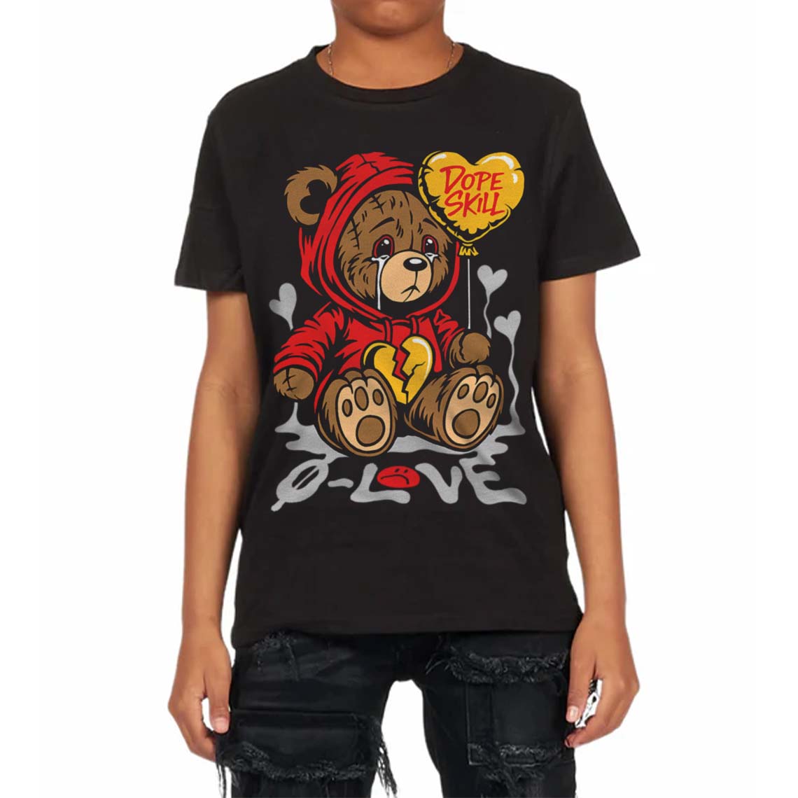 Cherry 12s DopeSkill Toddler Kids T-shirt Broken Bear Graphic