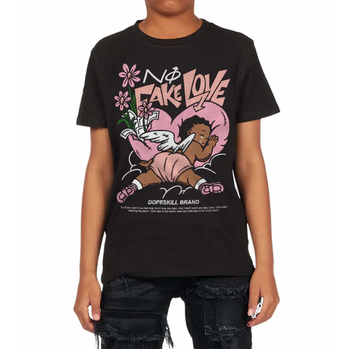 Legend Pink 11s DopeSkill Toddler Kids T-shirt No Fake Love Graphic