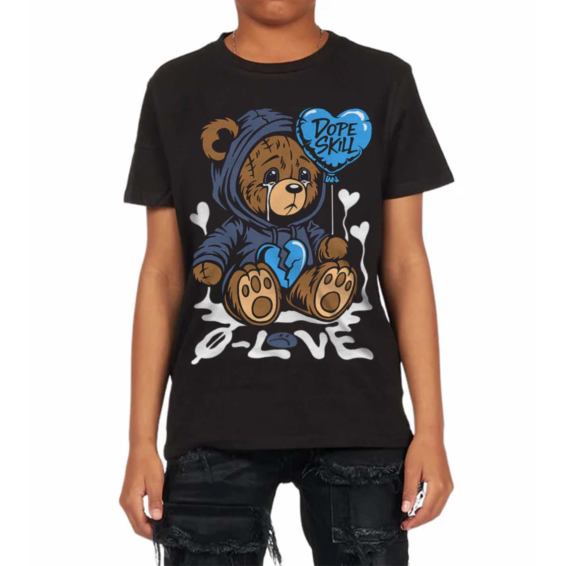 Diffused Blue 11s DopeSkill Toddler Kids T-shirt Broken Bear Graphic