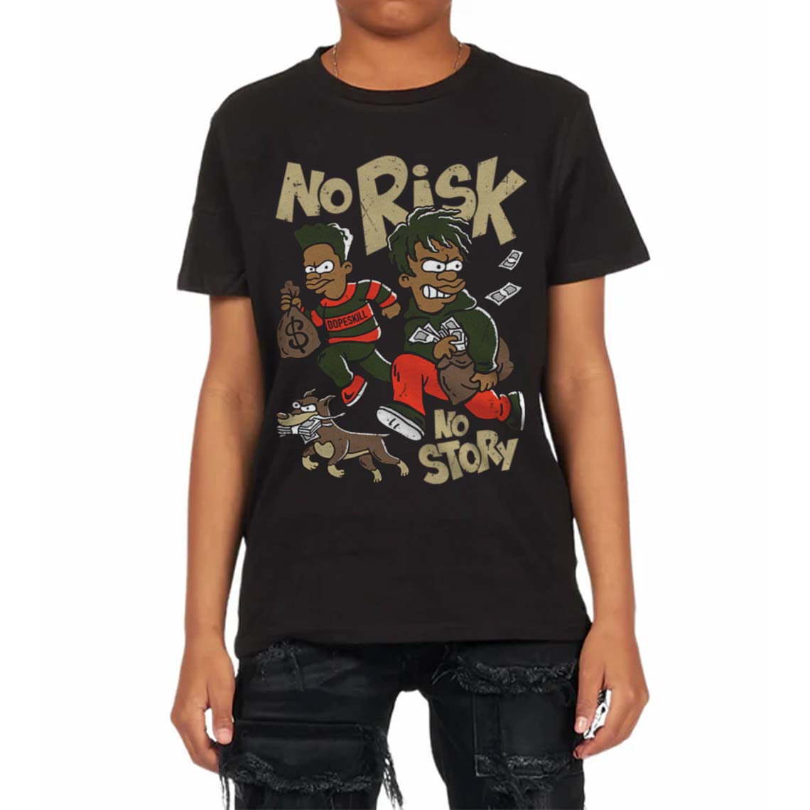 Olive Collection DopeSkill Toddler Kids T-shirt No Risk No Story Graphic