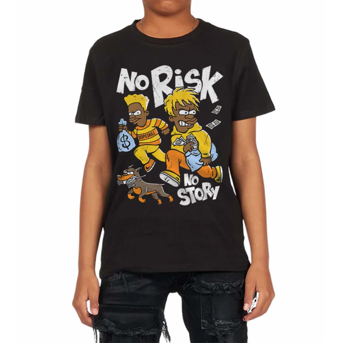Yellow Ochre 6s DopeSkill Toddler Kids T-shirt No Risk No Story Graphic