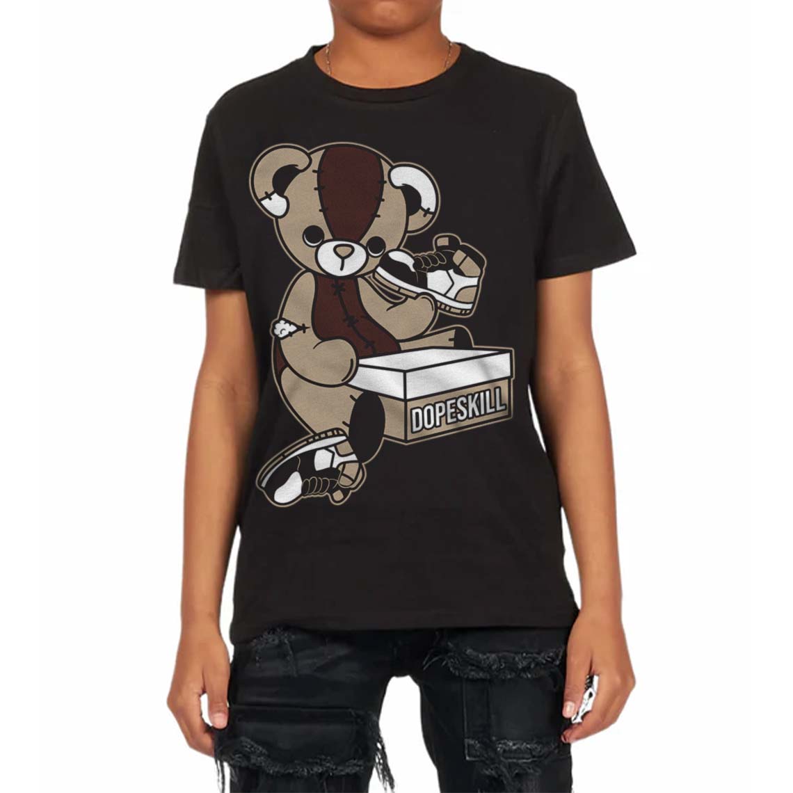 Latte 1s DopeSkill Toddler Kids T-shirt Sneakerhead BEAR Graphic