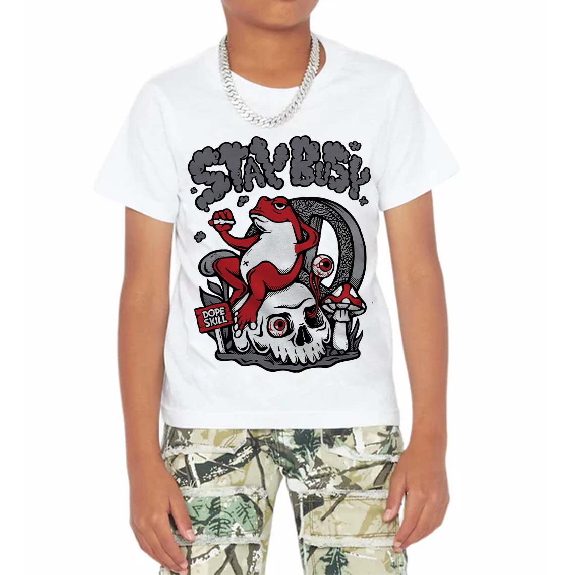 Cement Grey 3s DopeSkill Toddler Kids T-shirt Stay Busy Graphic