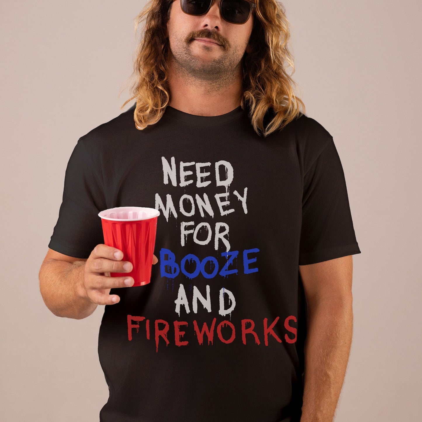 Booze and Fireworks T Shirt