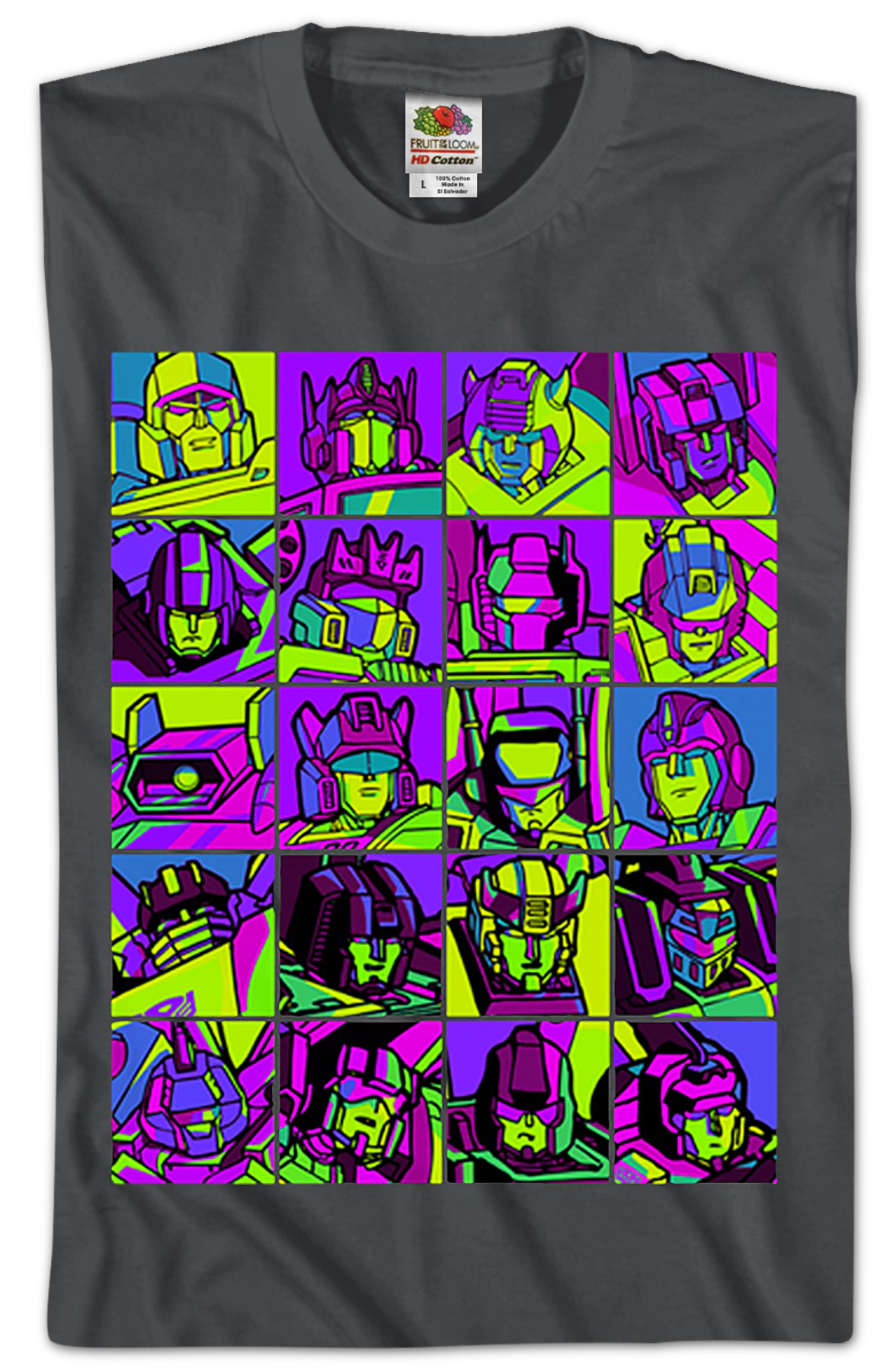 Neon Pop Art Robot Collage Transformers T-Shirt