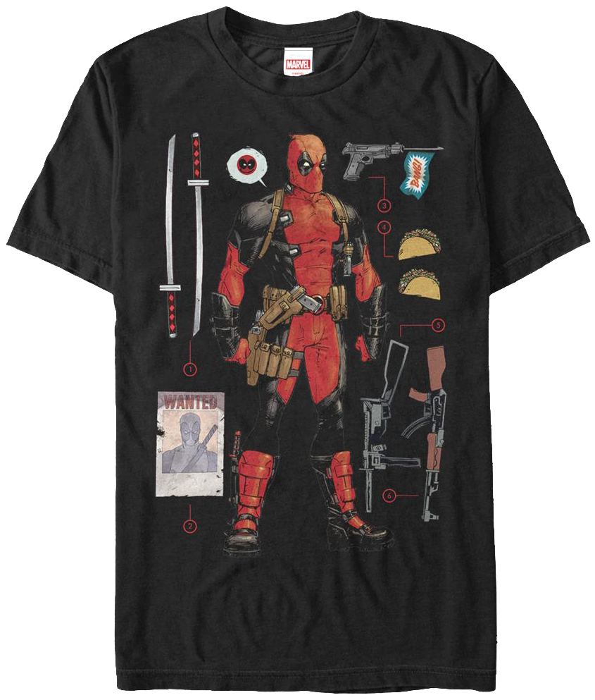 Numbered Items Deadpool T-Shirt
