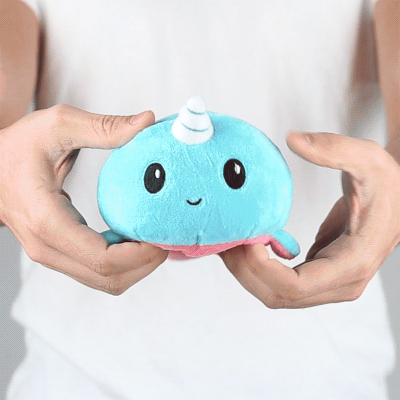 TeeTurtle Reversible Narwhal Plushie (Pink + Aqua)
