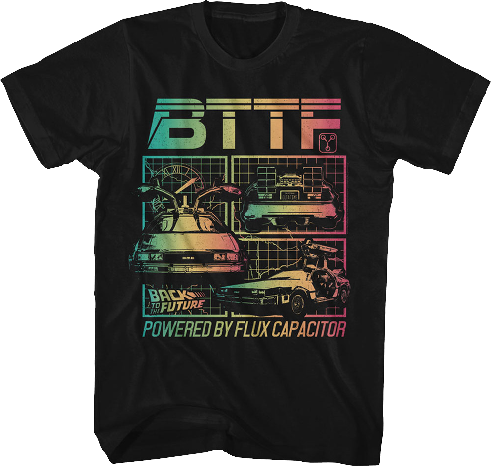 Distressed Powered By Flux Capacitor Back To The Future T-Shirt