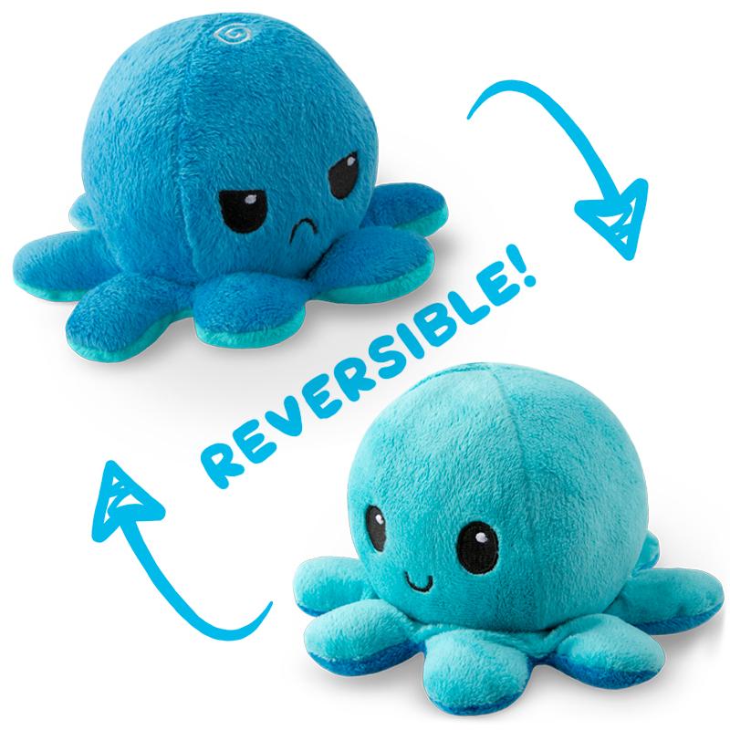 TeeTurtle Reversible Octopus Plushie (Blue + Light Blue)