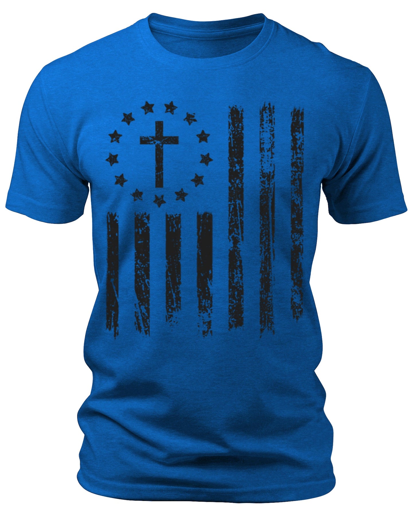 American Flag Christian Patriotic Cross Men's 4th of July Graphic Tee