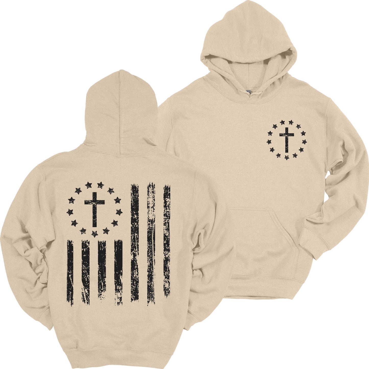 Cross Flag Hoodie Patriotic Heavy Blend Hooded Sweatshirt