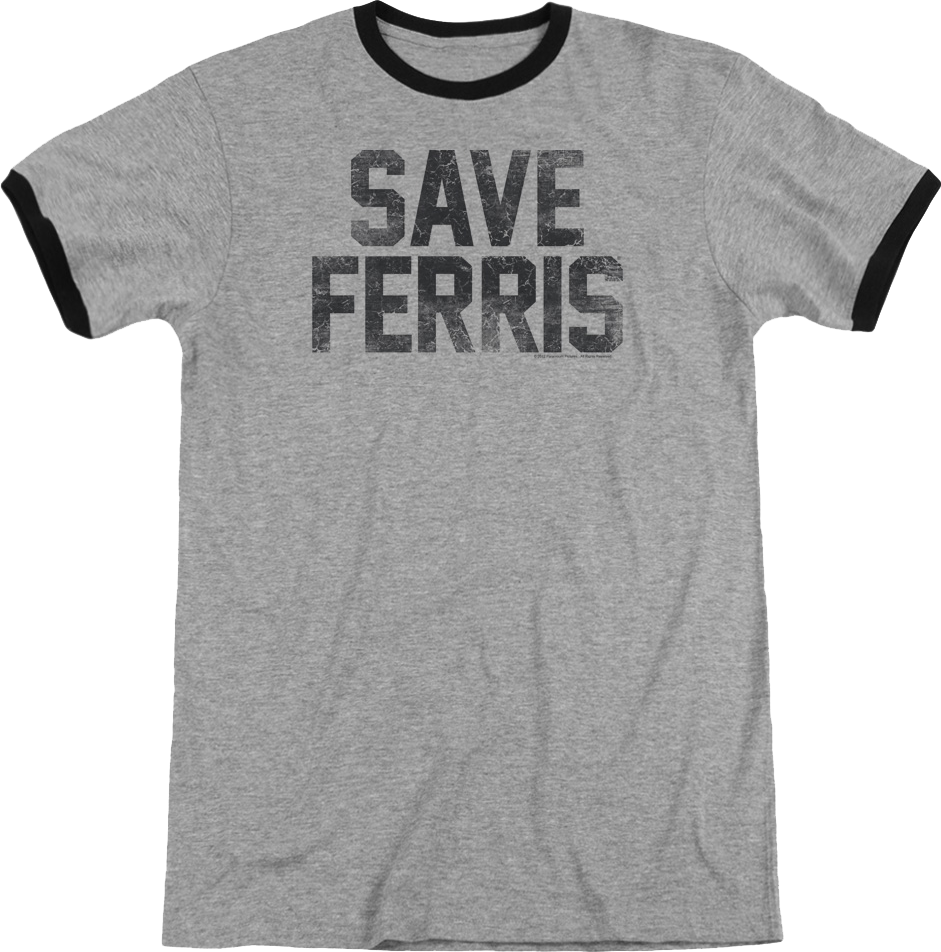 Distressed Save Ferris Bueller Ringer Shirt