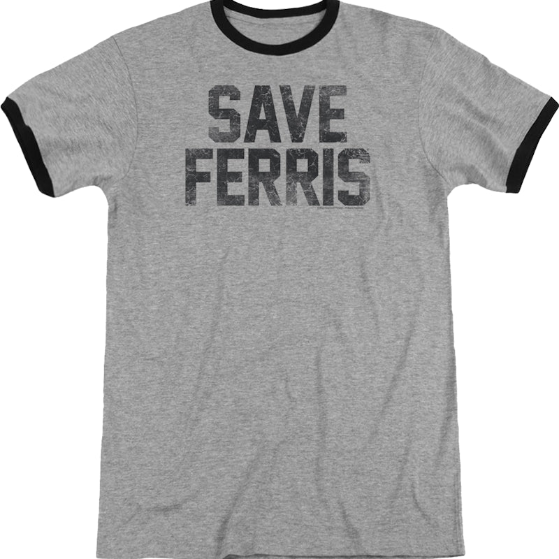 Distressed Save Ferris Bueller Ringer Shirt
