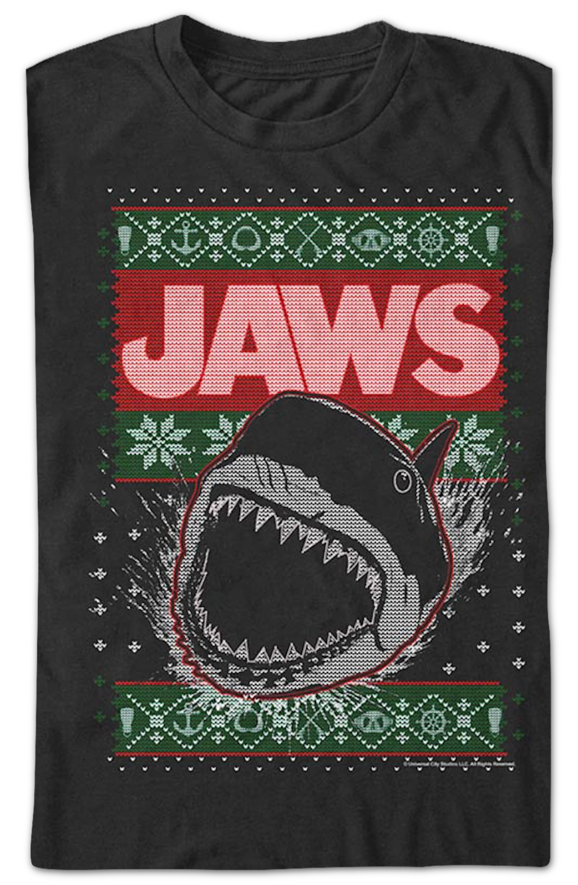 Shark Attack Faux Ugly Christmas Sweater Jaws T-Shirt