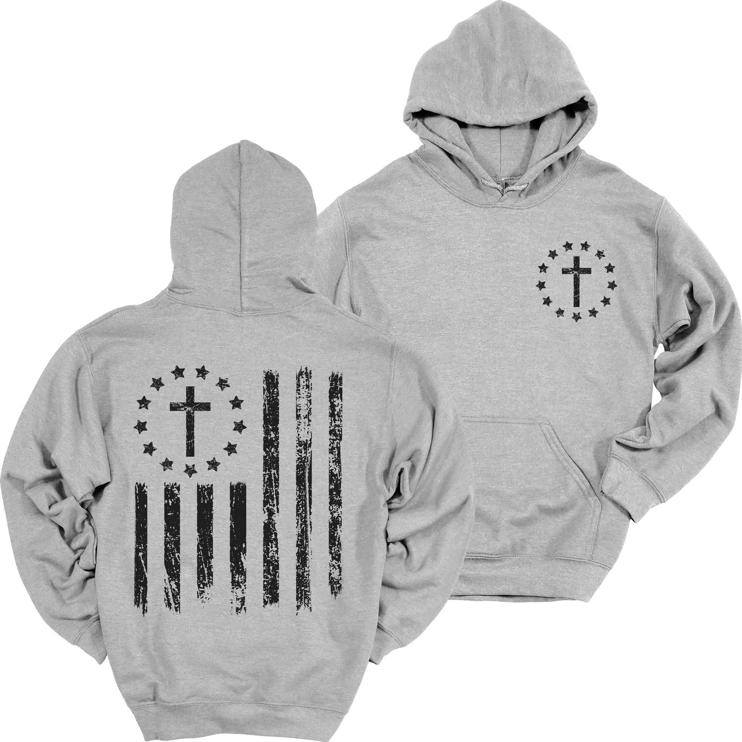 Cross Flag Hoodie Patriotic Heavy Blend Hooded Sweatshirt