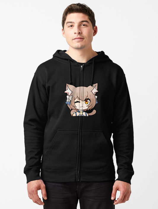 Felix Chibi Anime Peeker Zipped Hoodie