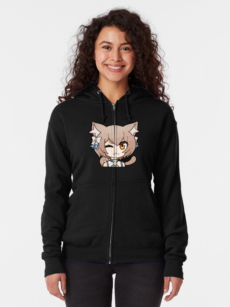 Felix Chibi Anime Peeker Zipped Hoodie