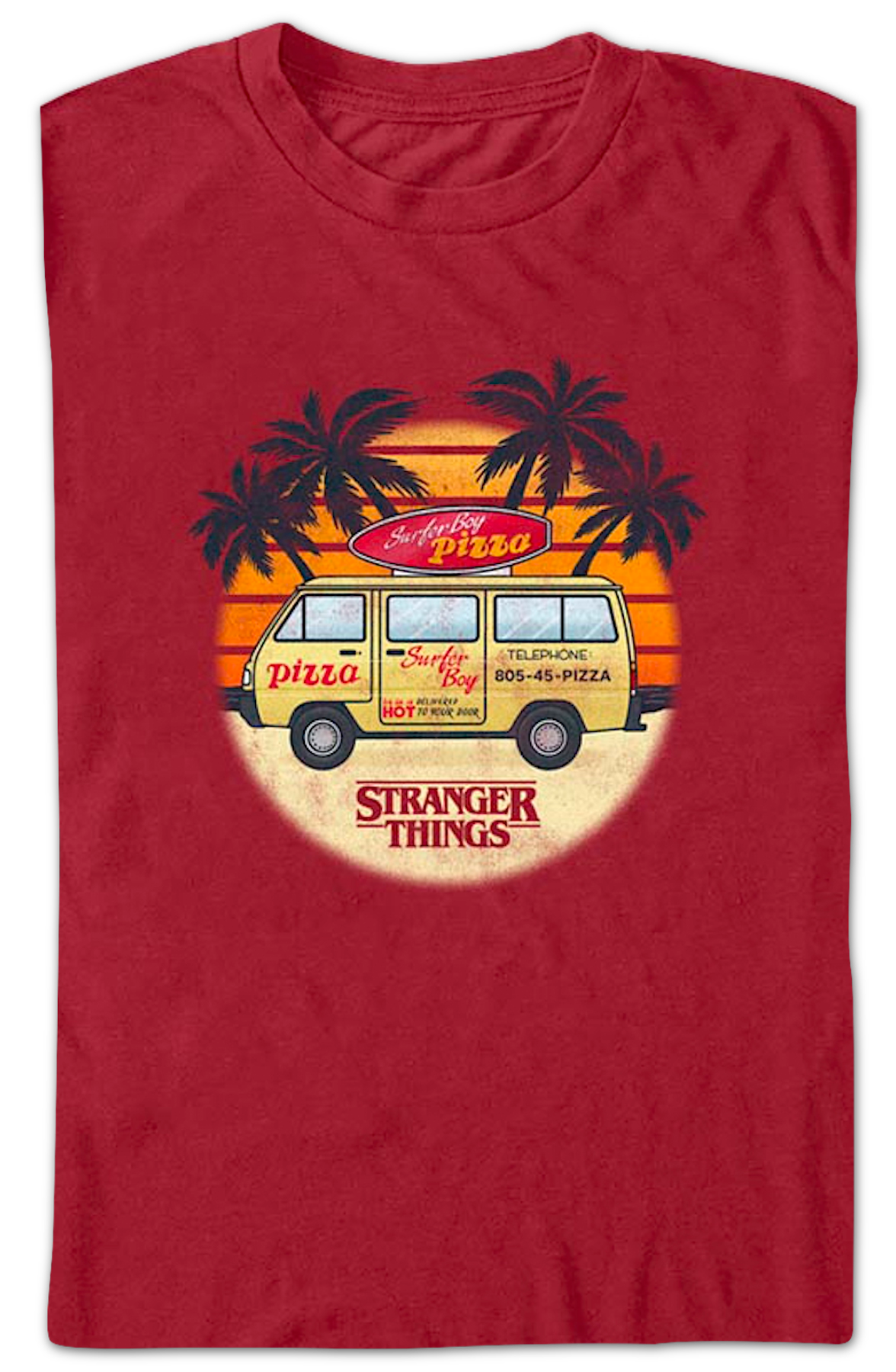Surfer Boy Pizza Van Stranger Things T-Shirt