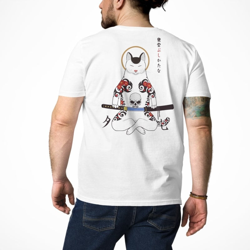 Japanese Tee Shirt - Samurai Cat