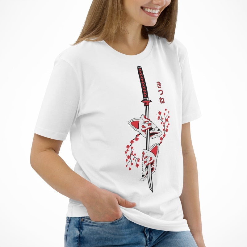 Japanese Tee Shirt - Kitsune Sakura